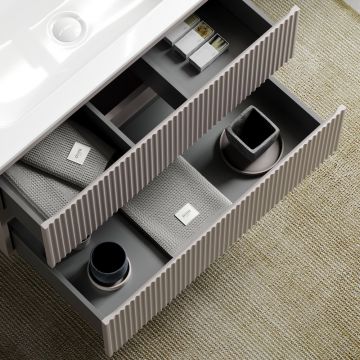 Тумба подвесная Sancos Snob R 790х445х500 мм, c двумя ящиками оснащенными доводчиками, Doha Soft, (без раковины) (SNR80SM)