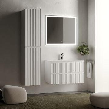 Тумба подвесная Sancos Snob R 790х445х500 мм, c двумя ящиками оснащенными доводчиками, Bianco, (без раковины) (SNR80W)