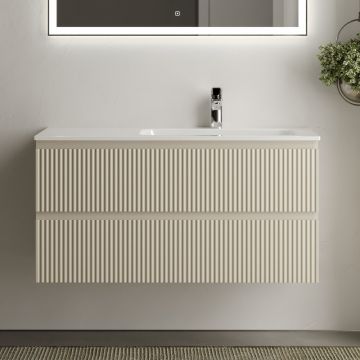 Тумба подвесная Sancos (Санкос) Snob R правая 995х445х500 мм, c двумя ящиками оснащенными доводчиками, Beige Soft, (без раковины) (SNR100RCE)