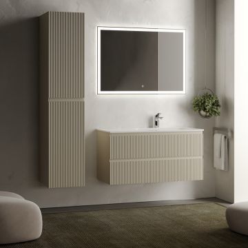 Тумба подвесная Sancos (Санкос) Snob R правая 995х445х500 мм, c двумя ящиками оснащенными доводчиками, Beige Soft, (без раковины) (SNR100RCE)