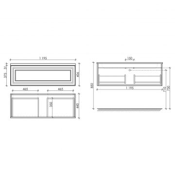 Тумба подвесная Sancos (Санкос) Very 1195х445х406 мм, c одним ящиком оснащенным доводчиками, Bianco, (без раковины) (VR120W)