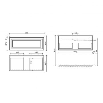 Тумба подвесная Sancos (Санкос) Very 995х445х406 мм, c одним ящиком оснащенным доводчиками, Bianco, (без раковины) (VR100W)