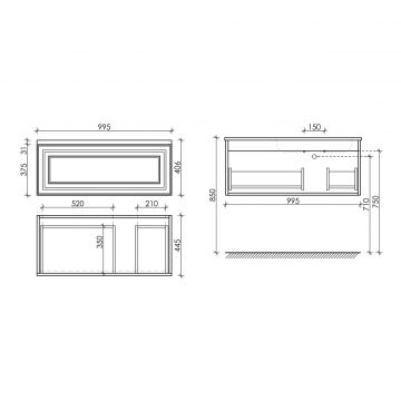 Тумба подвесная Sancos (Санкос) Very 995х445х406 мм, c одним ящиком оснащенным доводчиками, правая, Beige Soft, (без раковины) (VR100RCE)