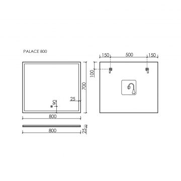 Зеркало для ванной комнаты Sancos (Санкос) Palace 800х700 мм, с подсветкой, (PA800)