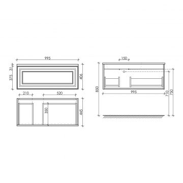 Тумба подвесная Sancos (Санкос) Very 995х445х406 мм, c одним ящиком оснащенным доводчиками, левая, Bianco, (без раковины) (VR100LW)