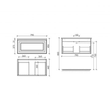 Тумба подвесная Sancos (Санкос) Very 790х445х406 мм, c одним ящиком оснащенным доводчиками, Bianco, (без раковины) (VR80W)