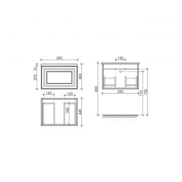 Тумба подвесная Sancos (Санкос) Very 590х445х406 мм, c одним ящиком оснащенным доводчиками, Doha Soft, (без раковины) (VR60SM)