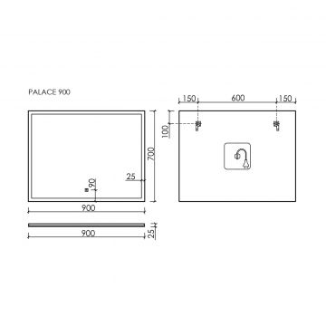 Зеркало для ванной комнаты Sancos (Санкос) Palace 900х700 мм, с подсветкой, (PA900)