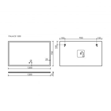 Зеркало для ванной комнаты Sancos (Санкос) Palace 1200х700 мм, с подсветкой, (PA1200)