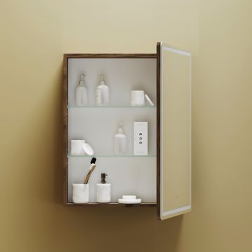 Зеркальный шкаф для ванной комнаты Sancos (Санкос) Mirror 590х150х740 мм, с LED подсветкой, цвет дуб чарльстон, (MI60ECH)