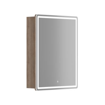 Зеркальный шкаф для ванной комнаты Sancos (Санкос) Mirror 590х150х740 мм, с LED подсветкой, цвет дуб галифакс натуральный, (MI60EG)