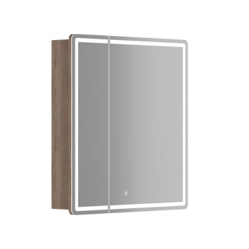 Зеркальный шкаф для ванной комнаты Sancos (Санкос) Mirror 690х150х740 мм, с LED подсветкой, цвет дуб галифакс натуральный, с розеткой (MI70EG)