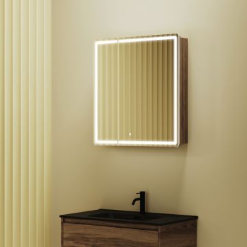 Зеркальный шкаф для ванной комнаты Sancos (Санкос) Mirror 690х150х740 мм, с LED подсветкой, цвет дуб чарльстон, с розеткой, (MI70ECH)