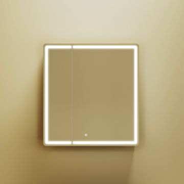 Зеркальный шкаф для ванной комнаты Sancos (Санкос) Mirror 690х150х740 мм, с LED подсветкой, цвет дуб чарльстон, с розеткой, (MI70ECH)