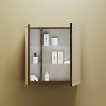 Зеркальный шкаф для ванной комнаты Sancos (Санкос) Mirror 690х150х740 мм, с LED подсветкой, цвет дуб чарльстон, с розеткой, (MI70ECH)