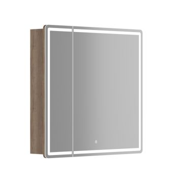 Зеркальный шкаф для ванной комнаты Sancos (Санкос) Mirror 790х150х740 мм, с LED подсветкой, цвет дуб галифакс натуральный, (MI80EG)