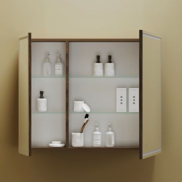 Зеркальный шкаф для ванной комнаты Sancos Mirror 890х150х740 мм, с LED подсветкой, цвет дуб чарльстон, (MI90ECH)