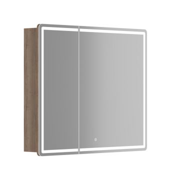 Зеркальный шкаф для ванной комнаты Sancos Mirror 890х150х740 мм, с LED подсветкой, цвет дуб галифакс натуральный, (MI90EG)