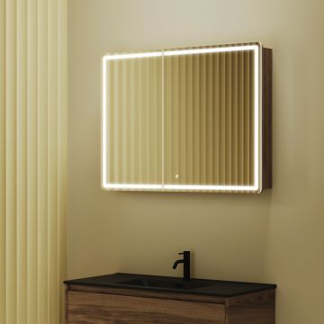 Зеркальный шкаф для ванной комнаты Sancos (Санкос) Mirror 990х150х740 мм, с LED подсветкой, цвет дуб чарльстон, (MI100ECH)