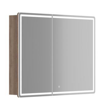 Зеркальный шкаф для ванной комнаты Sancos Mirror 990х150х740 мм, с LED подсветкой, цвет дуб галифакс натуральный, (MI100EG)