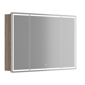 Зеркальный шкаф для ванной комнаты Sancos (Санкос) Mirror 1190х150х740 мм, с LED подсветкой, цвет дуб галифакс натуральный, (MI120EG)