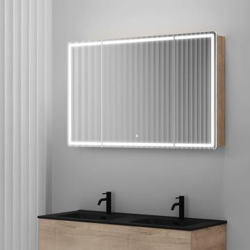 Зеркальный шкаф для ванной комнаты Sancos (Санкос) Mirror 1190х150х740 мм, с LED подсветкой, цвет дуб галифакс натуральный, (MI120EG)