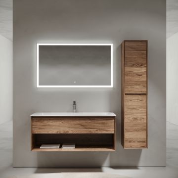 Тумба подвесная Sancos Marmi 1.0 1195х445х520 c одним ящиком оснащенным доводчиками скрытого монтажа и открытой нишей, дуб чарльстон, (без раковины) (MR1.0120ECH)