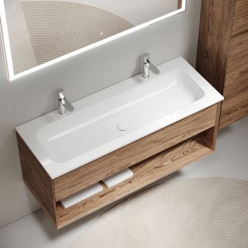 Тумба подвесная Sancos Marmi 1.0 1195х445х520 c одним ящиком оснащенным доводчиками скрытого монтажа и открытой нишей, дуб чарльстон, (без раковины) (MR1.0120ECH)