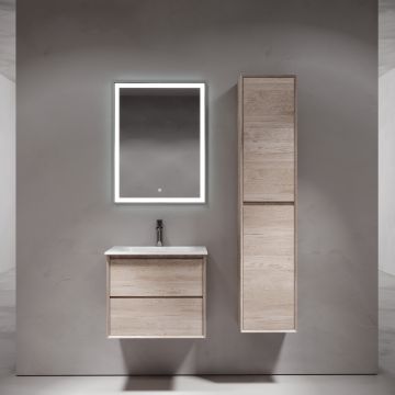 Тумба подвесная Sancos (Санкос) Marmi 2.0 590х445х520 мм, c двумя ящиками оснащенными доводчиками скрытого монтажа, цвет дуб галифакс натуральный, (без раковины) (MR2.060EG)