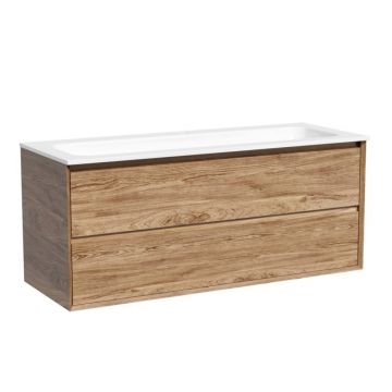 Тумба подвесная Sancos (Санкос) Marmi 2.0 1195х445х520 мм, c двумя ящиками оснащенными доводчиками скрытого монтажа, цвет дуб чарльстон, (без раковины) (MR2.0120ECH)