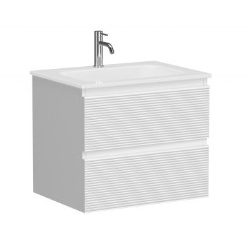 Тумба подвесная Sancos (Санкос) Folk 590х445х500 мм, c двумя ящиками оснащенными доводчиками, Bianco, (без раковины) (FL60W)