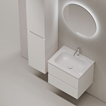 Тумба подвесная Sancos (Санкос) Folk 590х445х500 мм, c двумя ящиками оснащенными доводчиками, Bianco, (без раковины) (FL60W)