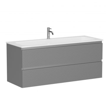 Тумба подвесная Sancos (Санкос) Folk 1195х445х500 мм, c двумя ящиками оснащенными доводчиками, Ergraut soft, (без раковины) (FL120ES)