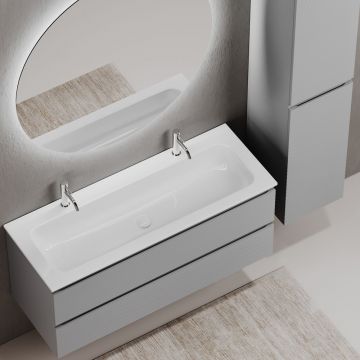 Тумба подвесная Sancos (Санкос) Folk 1195х445х500 мм, c двумя ящиками оснащенными доводчиками, Ergraut soft, (без раковины) (FL120ES)