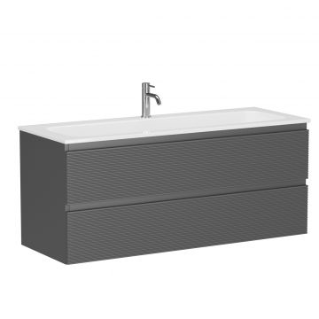 Тумба подвесная Sancos (Санкос) Folk 1195х445х500 мм, c двумя ящиками оснащенными доводчиками, Grey soft, (без раковины) (FL120GS)
