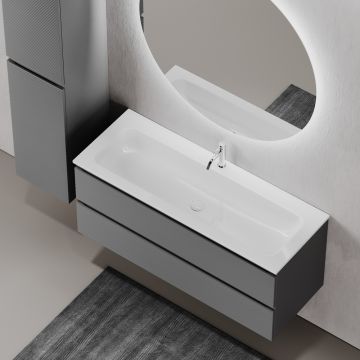 Тумба подвесная Sancos (Санкос) Folk 1195х445х500 мм, c двумя ящиками оснащенными доводчиками, Grey soft, (без раковины) (FL120GS)