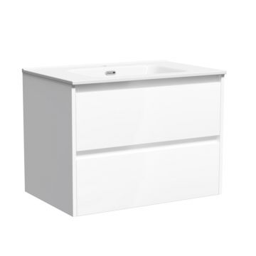 Тумба подвесная Sancos (Санкос) Libra 690х450х500 мм, c двумя ящиками оснащенными доводчиками, белый глянец, (без раковины) (LB70W)