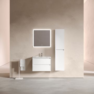 Тумба подвесная Sancos (Санкос) Libra 690х450х500 мм, c двумя ящиками оснащенными доводчиками, белый глянец, (без раковины) (LB70W)