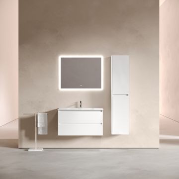 Тумба подвесная Sancos (Санкос) Libra 890х450х500 мм, c двумя ящиками оснащенными доводчиками, белый глянец, (без раковины) (LB90W)