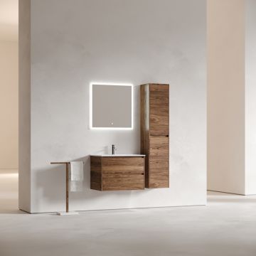 Тумба подвесная Sancos (Санкос) Libra 690х450х500 мм, c двумя ящиками оснащенными доводчиками, дуб чарльстон, (без раковины) (LB70ECH)