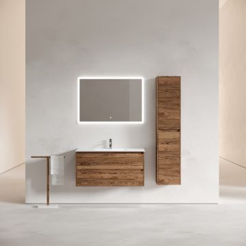 Тумба подвесная Sancos (Санкос) Libra 990х450х500 мм, c двумя ящиками оснащенными доводчиками, дуб чарльстон, (без раковины) (LB100ECH)