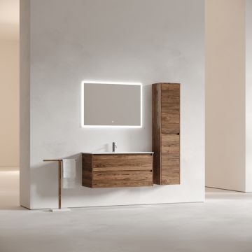 Тумба подвесная Sancos (Санкос) Libra 990х450х500 мм, c двумя ящиками оснащенными доводчиками, дуб чарльстон, (без раковины) (LB100ECH)