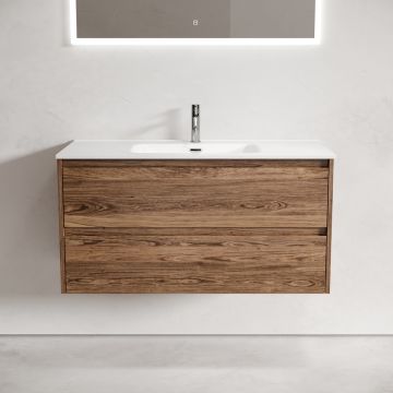 Тумба подвесная Sancos (Санкос) Libra 990х450х500 мм, c двумя ящиками оснащенными доводчиками, дуб чарльстон, (без раковины) (LB100ECH)