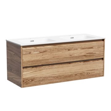 Тумба подвесная Sancos (Санкос) Libra 1190х450х500 мм, c двумя ящиками оснащенными доводчиками, дуб чарльстон, (без раковины) (LB120-2ECH)