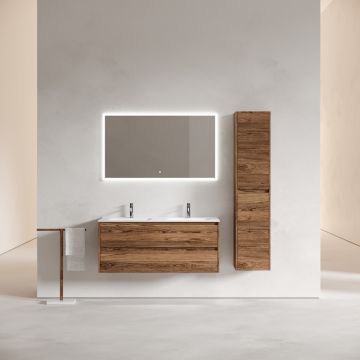 Тумба подвесная Sancos (Санкос) Libra 1190х450х500 мм, c двумя ящиками оснащенными доводчиками, дуб чарльстон, (без раковины) (LB120-2ECH)