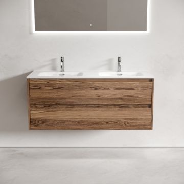 Тумба подвесная Sancos (Санкос) Libra 1190х450х500 мм, c двумя ящиками оснащенными доводчиками, дуб чарльстон, (без раковины) (LB120-2ECH)