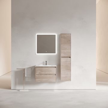 Тумба подвесная Sancos (Санкос) Libra 690х450х500 мм, c двумя ящиками оснащенными доводчиками, дуб галифакс натуральный, (без раковины) (LB70EG)