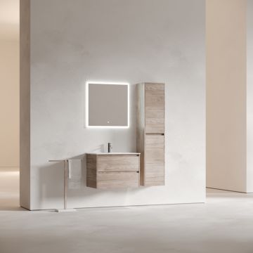 Тумба подвесная Sancos (Санкос) Libra 690х450х500 мм, c двумя ящиками оснащенными доводчиками, дуб галифакс натуральный, (без раковины) (LB70EG)