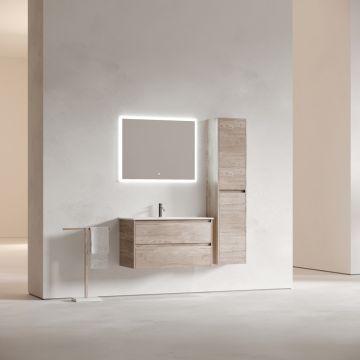 Тумба подвесная Sancos (Санкос) Libra 890х450х500 мм, c двумя ящиками оснащенными доводчиками, дуб галифакс натуральный, (без раковины) (LB90EG)