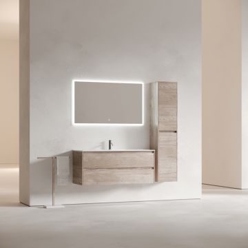 Тумба подвесная Sancos (Санкос) Libra 1190х450х500 мм, c двумя ящиками оснащенными доводчиками, дуб галифакс натуральный, (без раковины) (LB120-1EG)